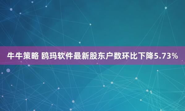 牛牛策略 鸥玛软件最新股东户数环比下降5.73%